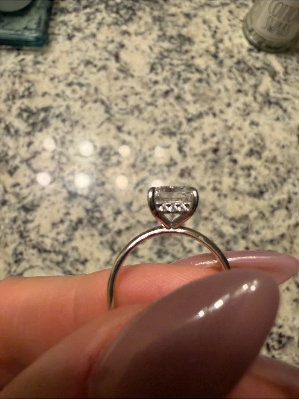 Solitaire Cushion-Cut Clear Stone Ring in Silver “Vacation ring” 2ct